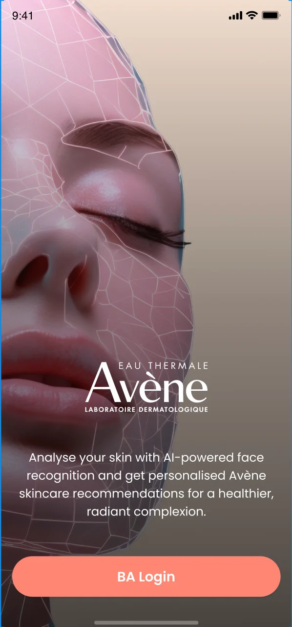 Avène Skin Advisor app screen 1