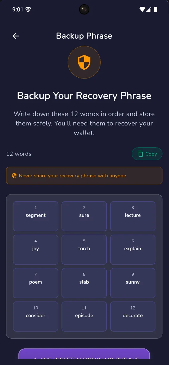 MagicCraft Wallet screen 1