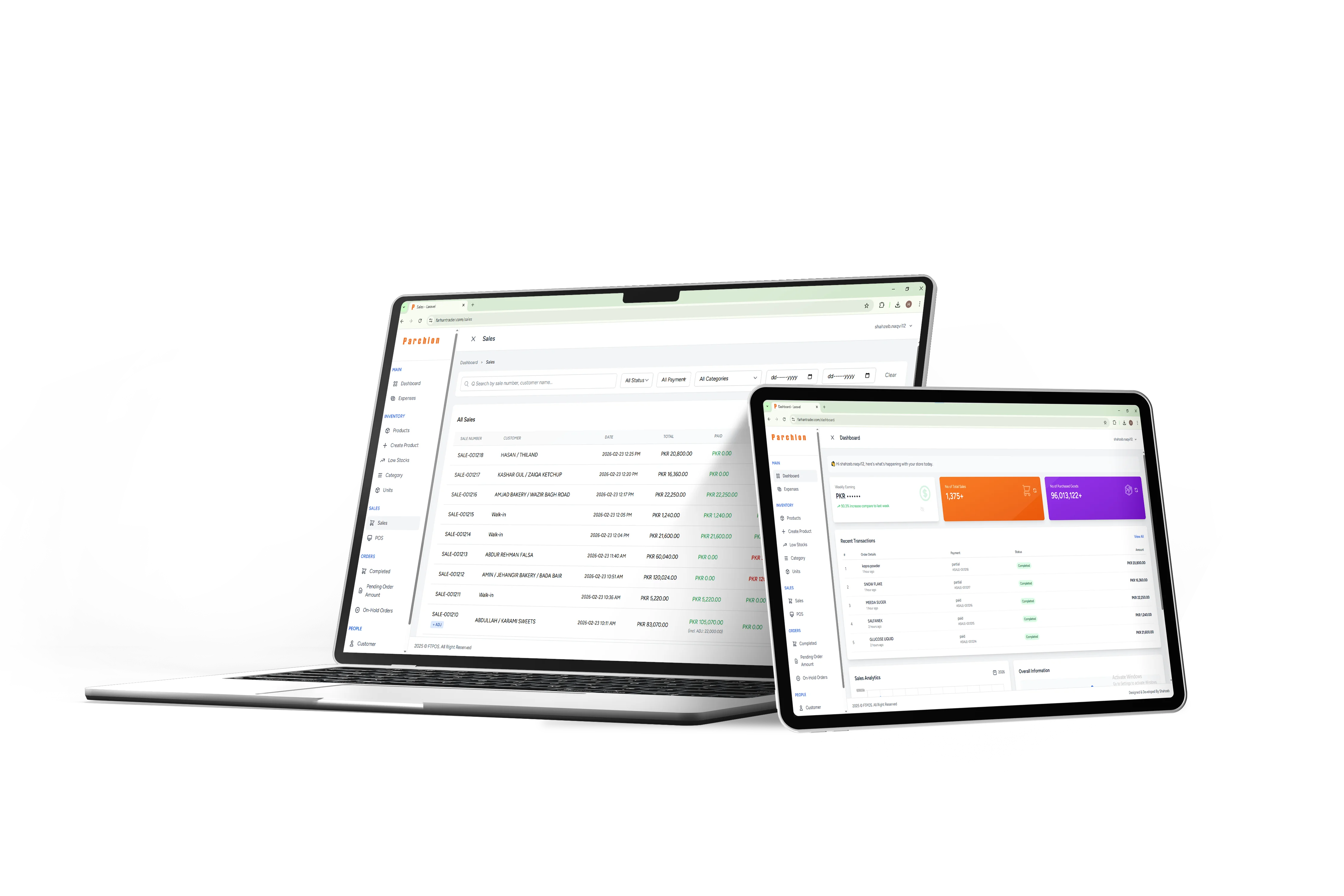 Parchion POS application preview